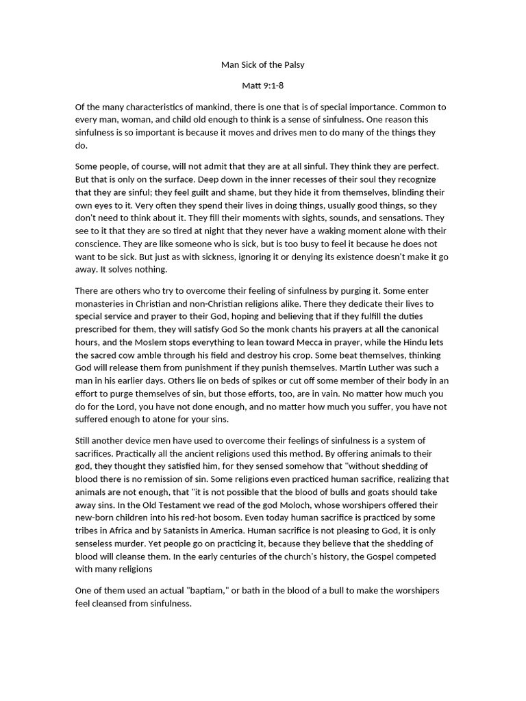 90 - Matthew 9.1-8 - Man Sick of The Palsy | PDF | Jesus | Forgiveness