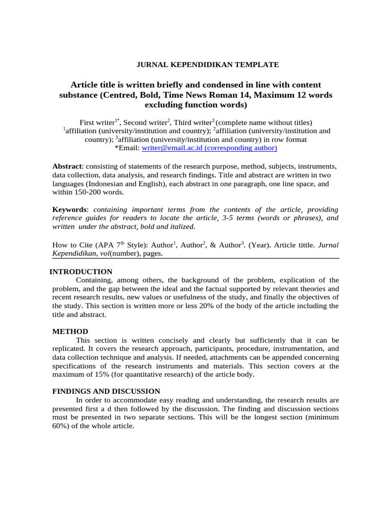 Jurnal Pendidikan: Template dan Panduan | PDF | Abstract (Summary) | Data