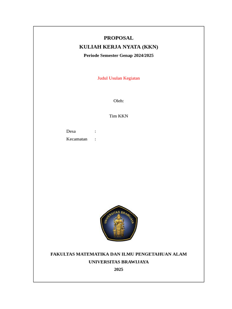 Proposal KKN Universitas Brawijaya 2025 | PDF