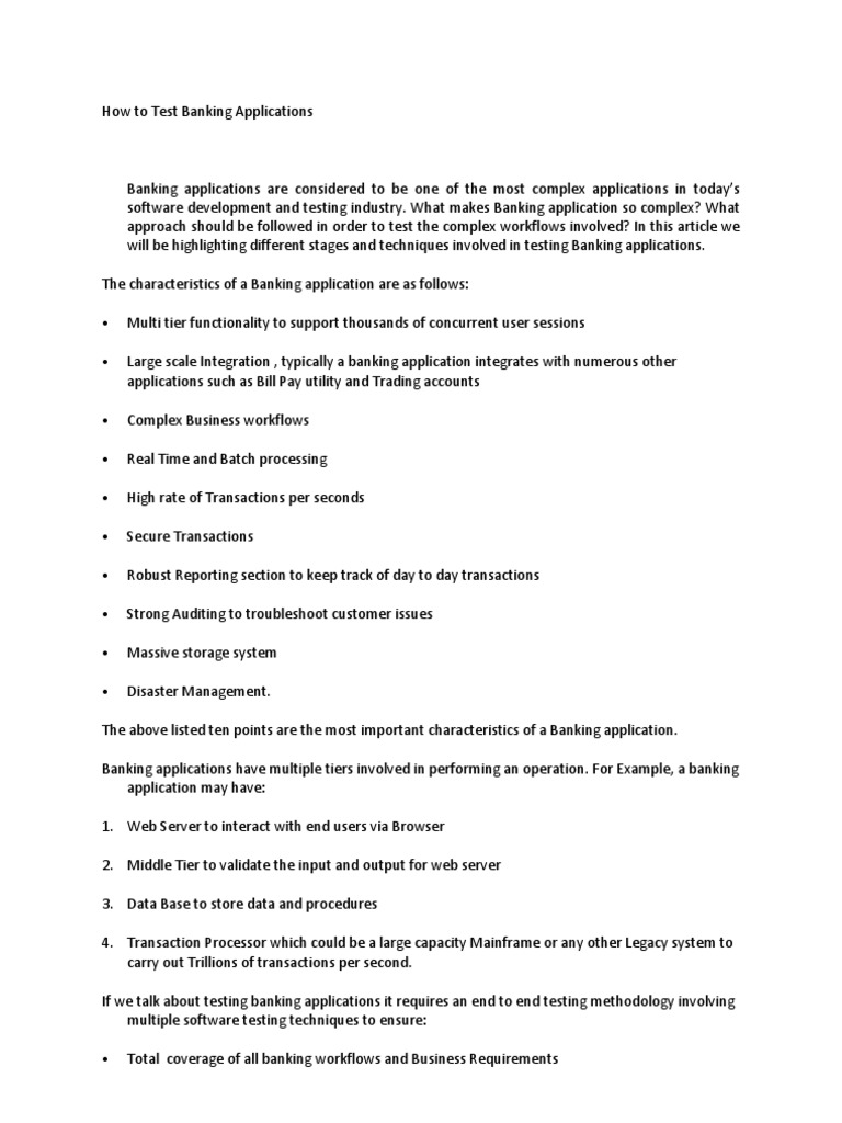 Testing Strategies for Banking Applications | PDF | Application ...