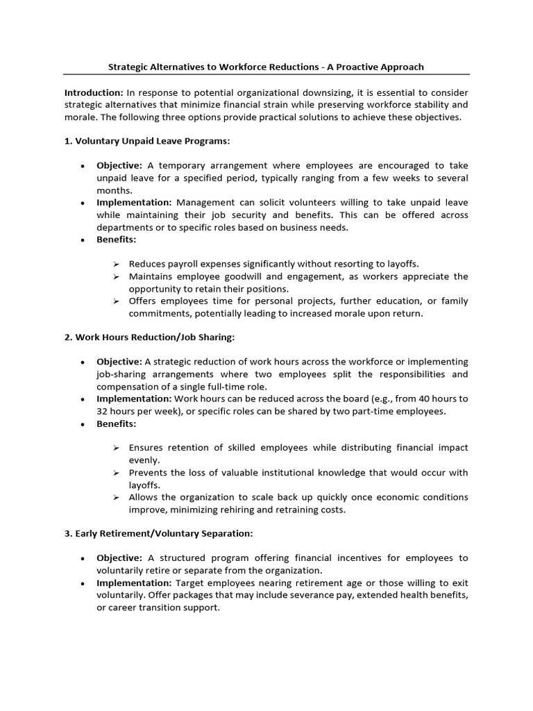 Alternatives to Workforce Reductions | PDF | Layoff | Employment