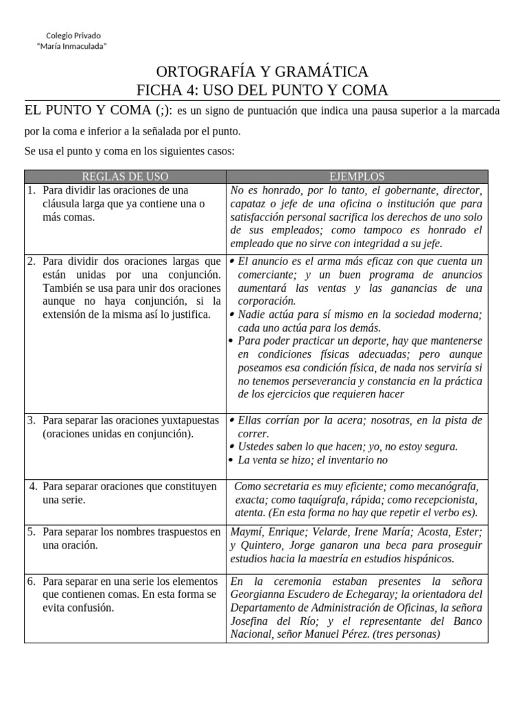 Punto y Coma | PDF | Mecánica del lenguaje