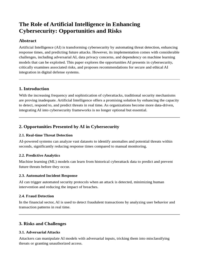 The Role of Artificial Intelligence in Enhancing Cybersecurity ...