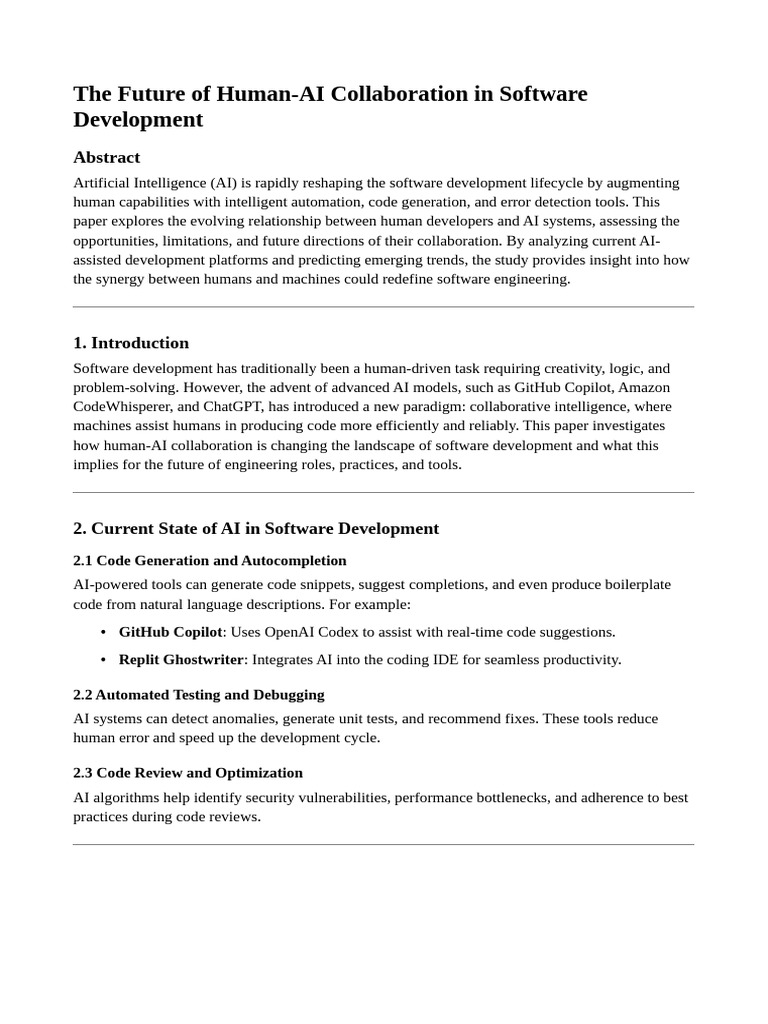 Human-AI Collaboration in Software Development | PDF | Artificial ...