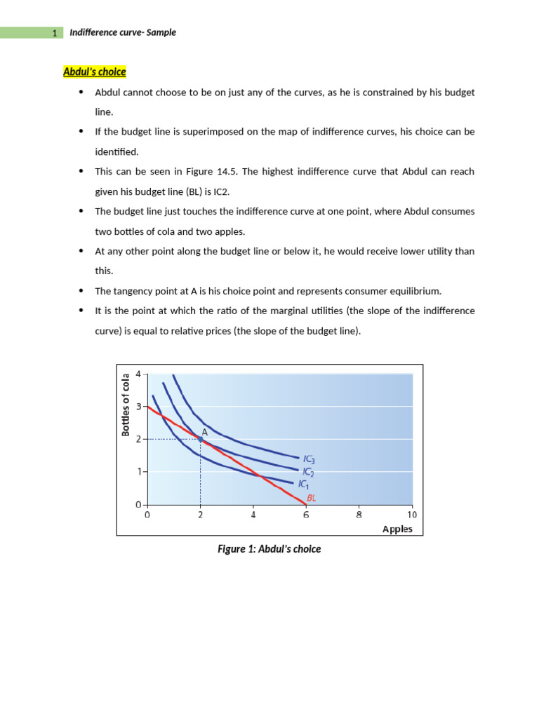 Indifference Curve Sample | PDF | Economic Theories | Business Economics