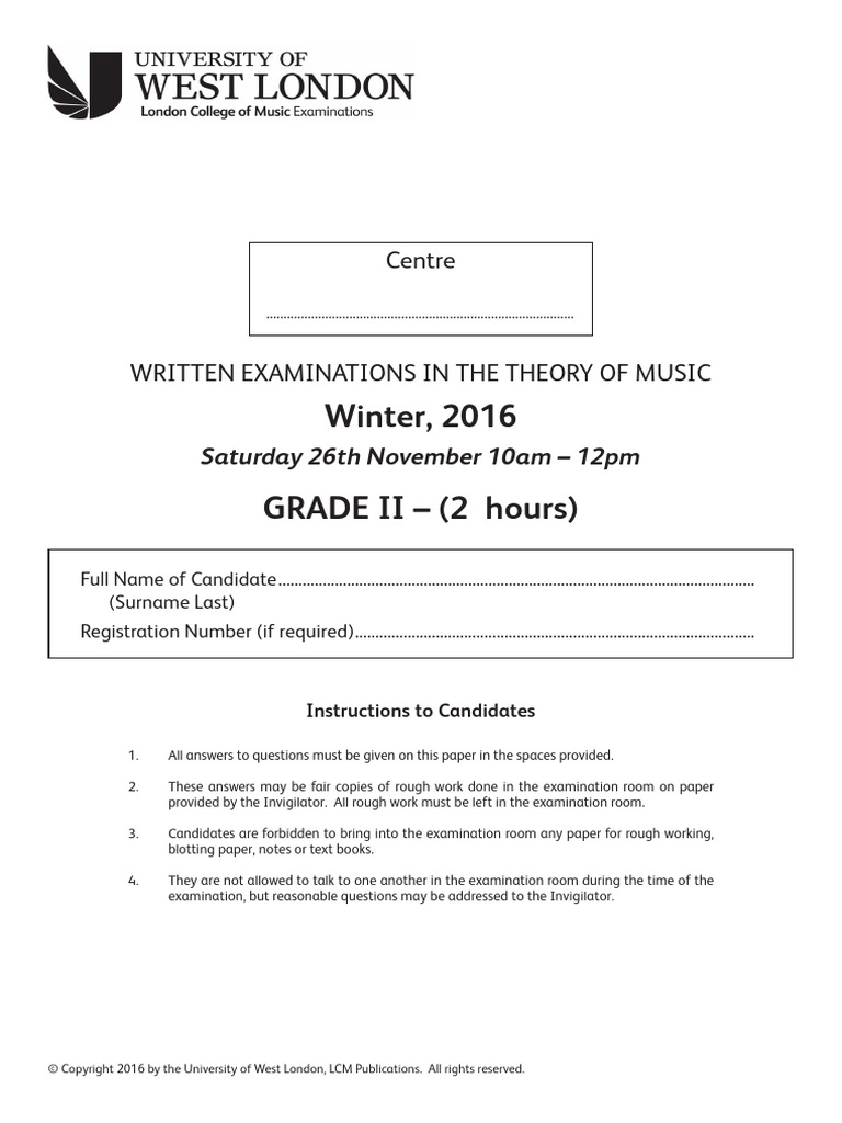 Music Theory Exam Instructions | PDF | Scale (Music) | Pitch (Music)