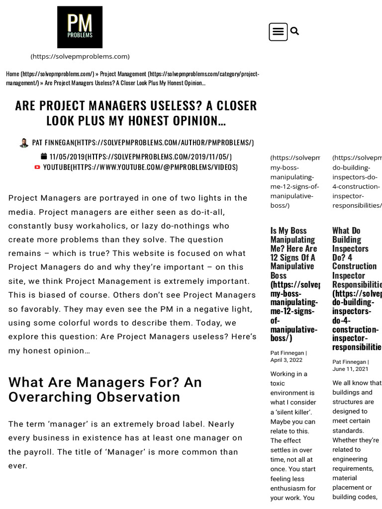 Are Project Managers Useless A Closer Look Plus M | PDF | Employment