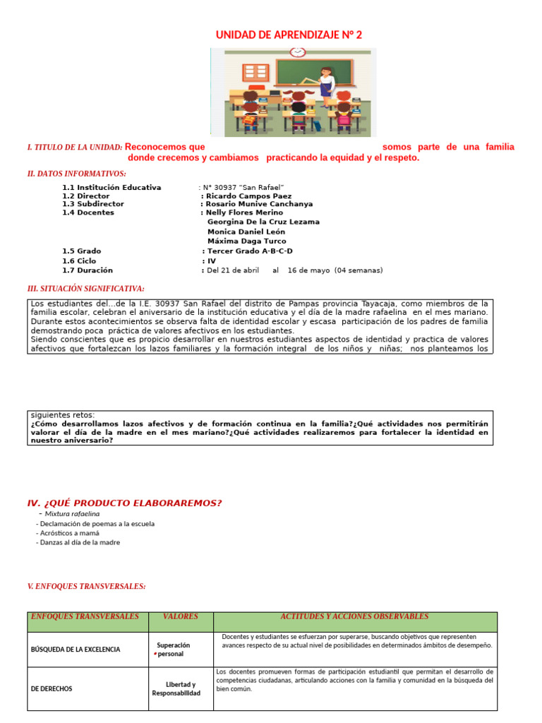 UNIDAD DE APRENDIZAJE N° 2- TERCERO -2025_01 CORRREGIDO MAYO 2025 | PDF ...