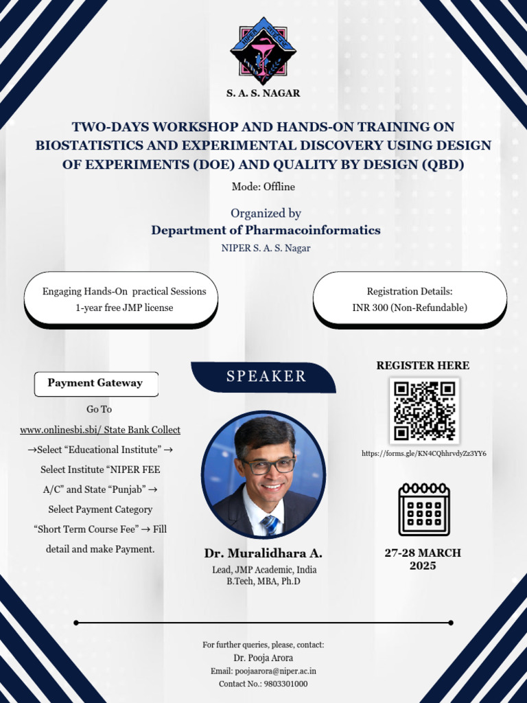 Biostatistics Workshop: DOE & QbD Training | PDF | Jmp (Statistical ...