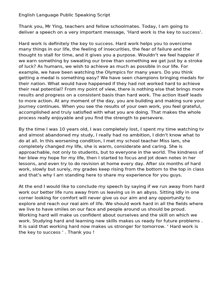 Teacher's Impact on Hard Work Success | PDF