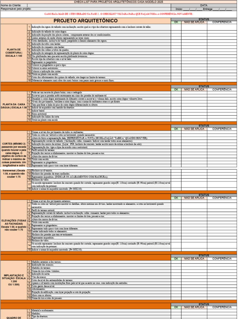 Checklist Completo para Projetos Arquitetônicos | PDF | Teto