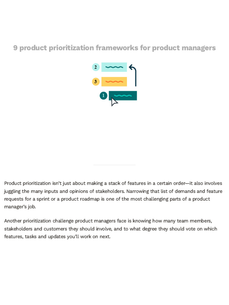 Product Prioritization Framework 1634631161 | PDF