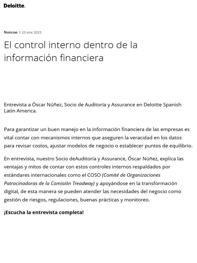 Control interno en información financiera | PDF | Economias | Business