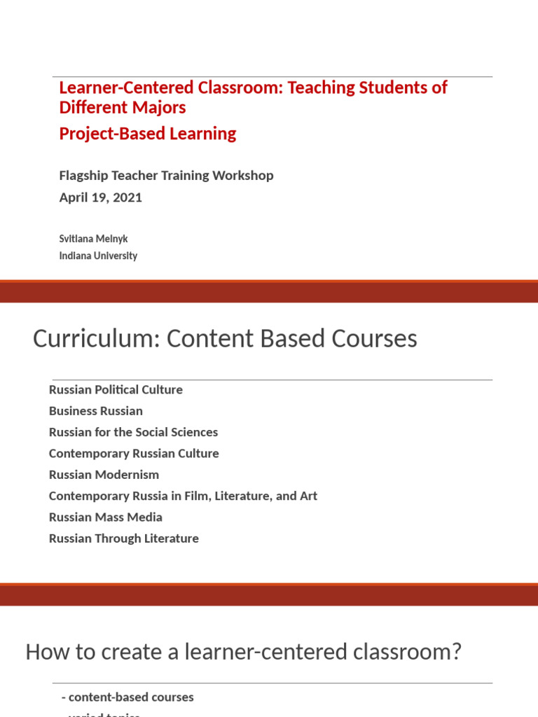 Learner-Centered Project-Based Learning | PDF | Project Based Learning ...