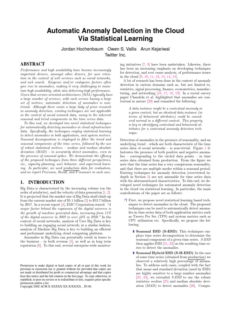 Automated Anomaly Detection Techniques | PDF | Moving Average | Median