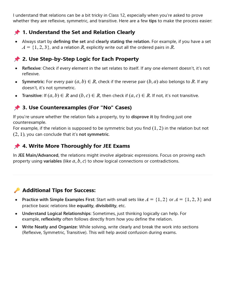 Relation Properties Proof Steps | PDF