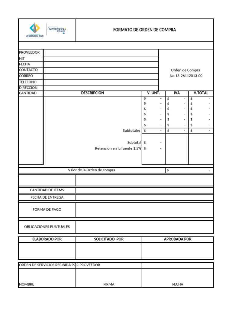 Formato de Orden de Compra | PDF