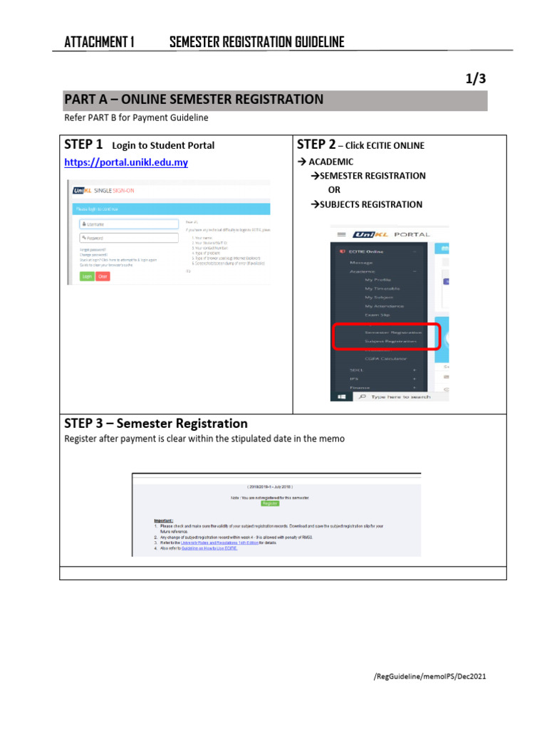 Semester Registration and Payment Guide | PDF