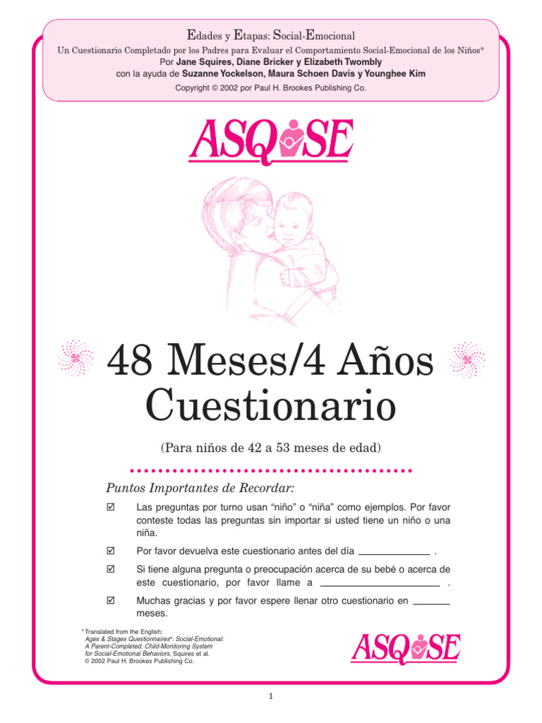 Cuestionario ASQ:SE 48 Meses | PDF | Cuestionario