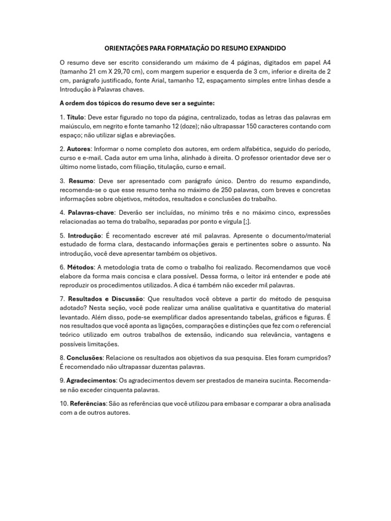 Formatação do Resumo Expandido | PDF | Abstract (resumo)