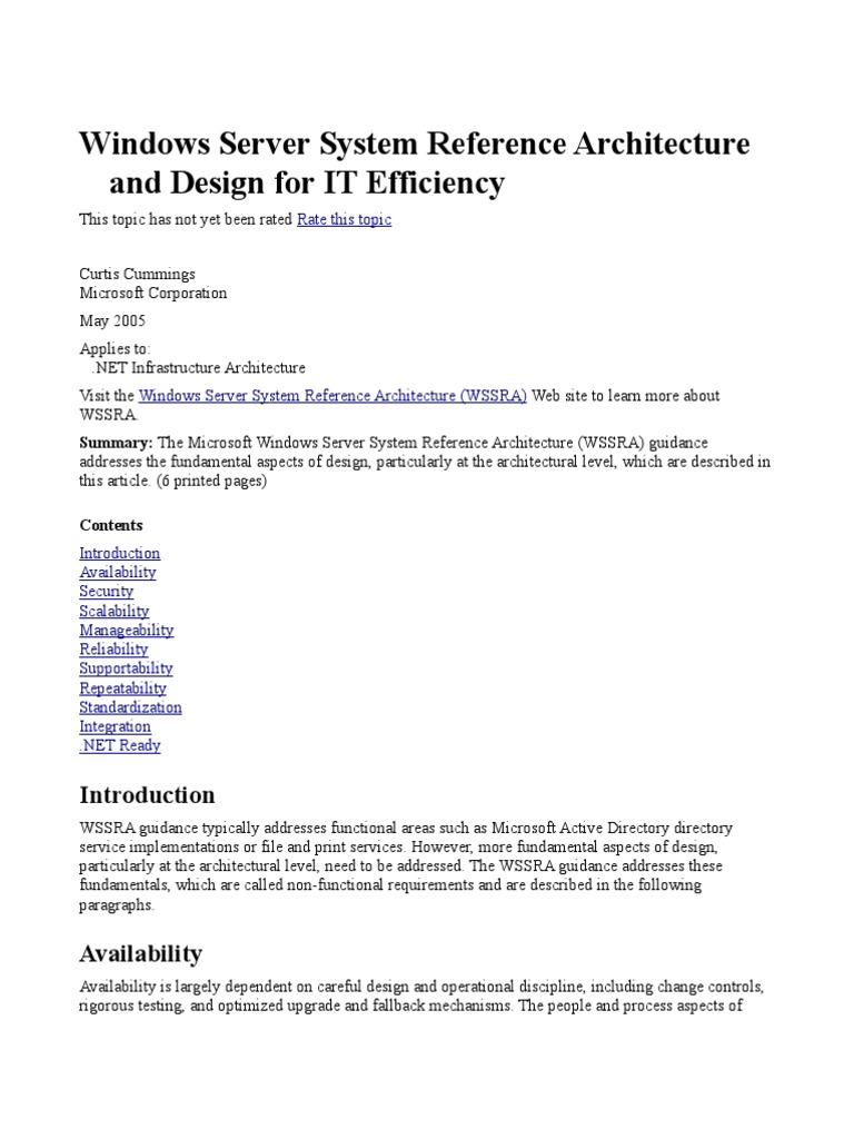 Windows Server System Architecture Guide | PDF | Scalability | Load ...