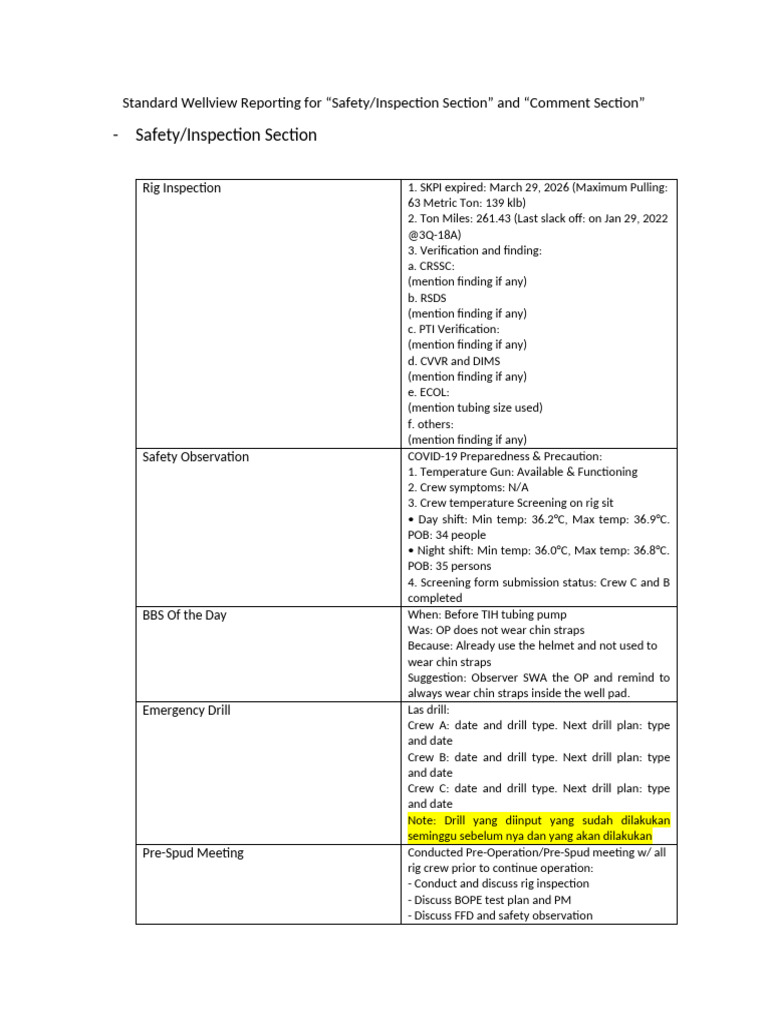 Standard Wellview Reporting - Update 30 May 2022 | PDF | Equipment