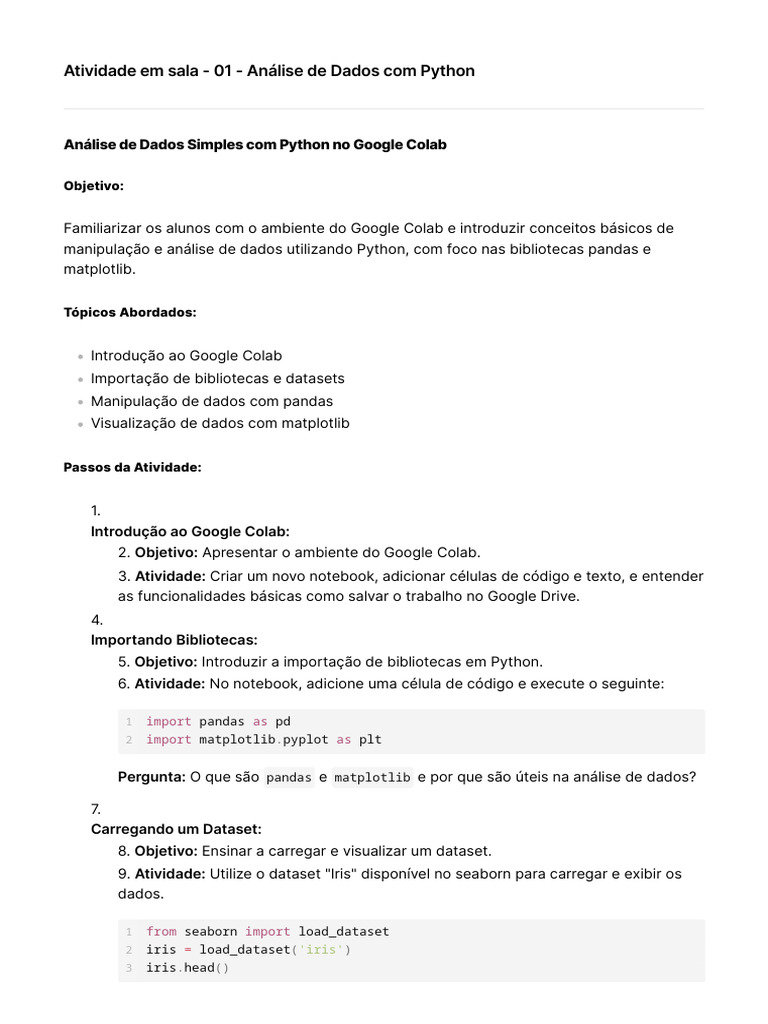 Análise de Dados no Google Colab | PDF | Python (linguagem de ...