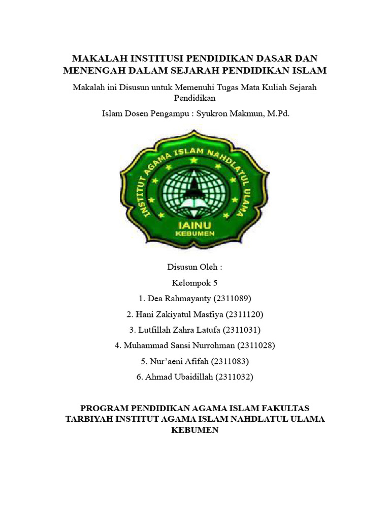 Sejarah Pendidikan Dasar dan Menengah Islam | PDF