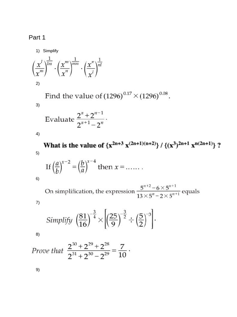 Math Revision Sheet 1 | PDF