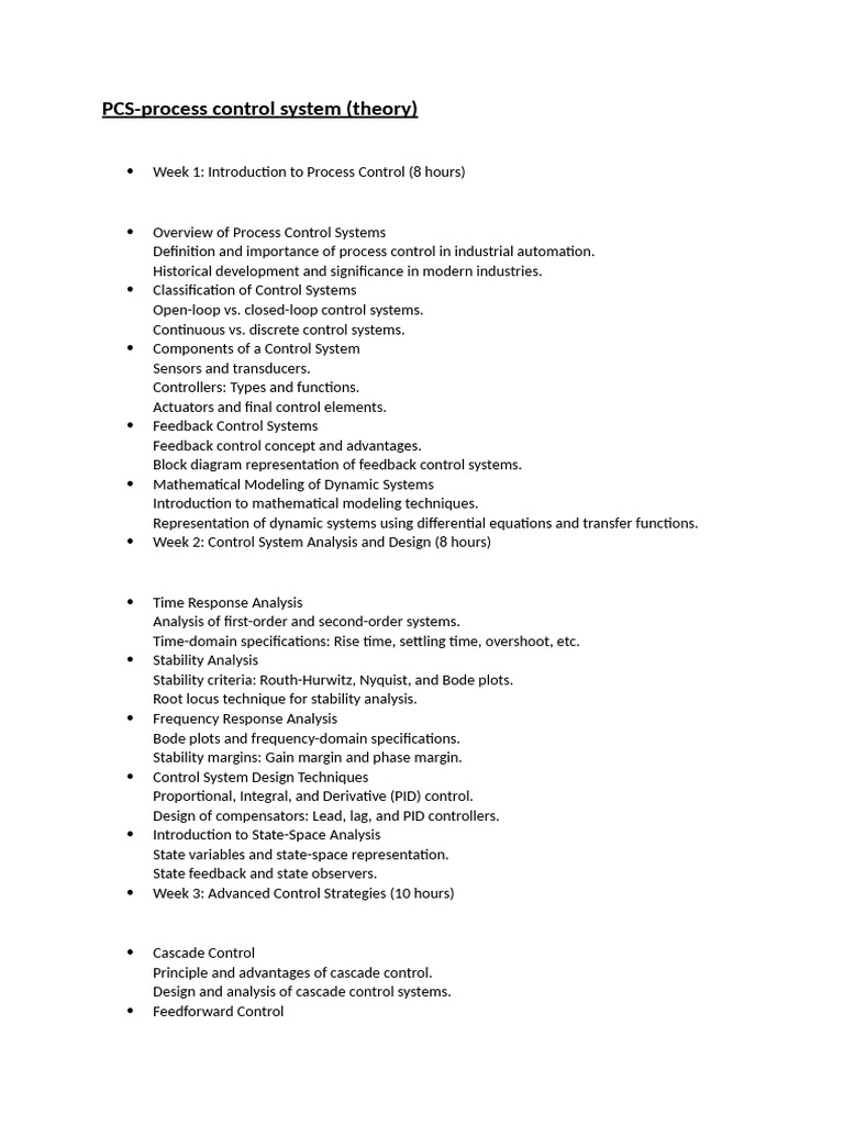 Process Control Systems Course Overview | PDF | Control Theory ...