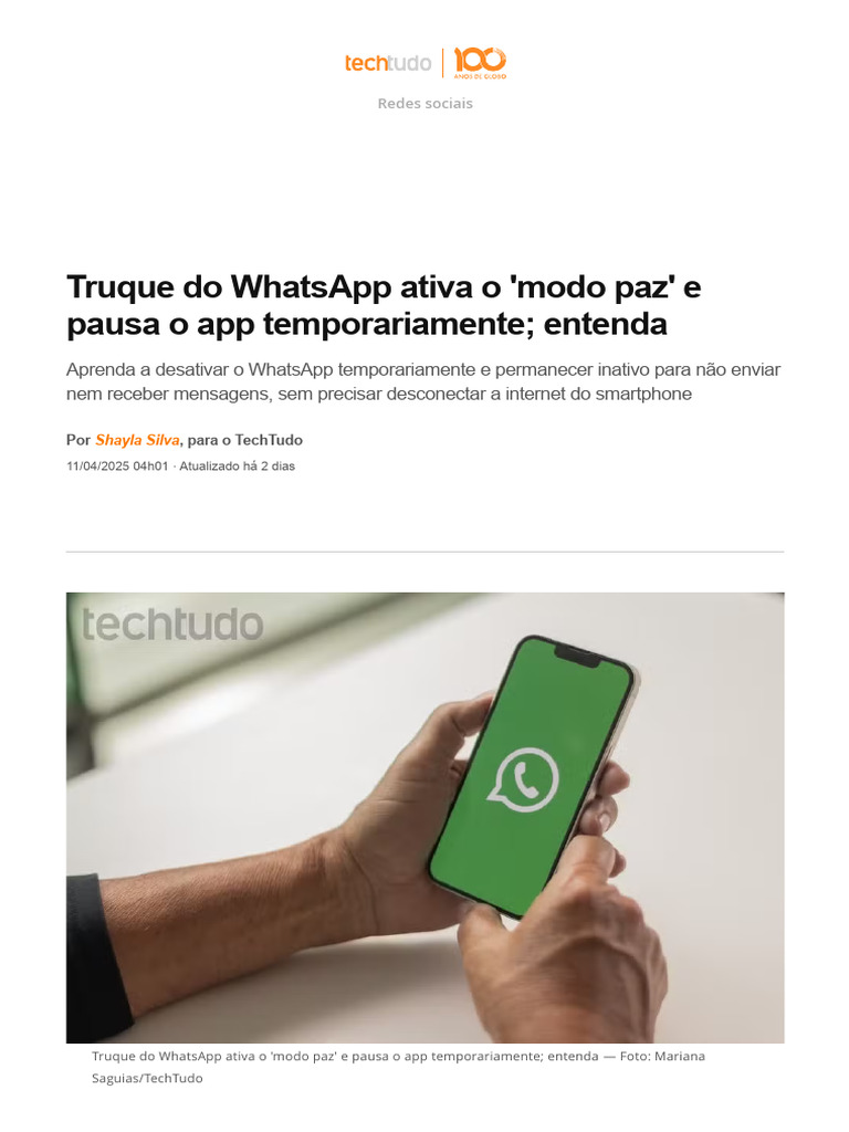 Desativar WhatsApp Temporariamente | PDF | Aplicativo para celular ...