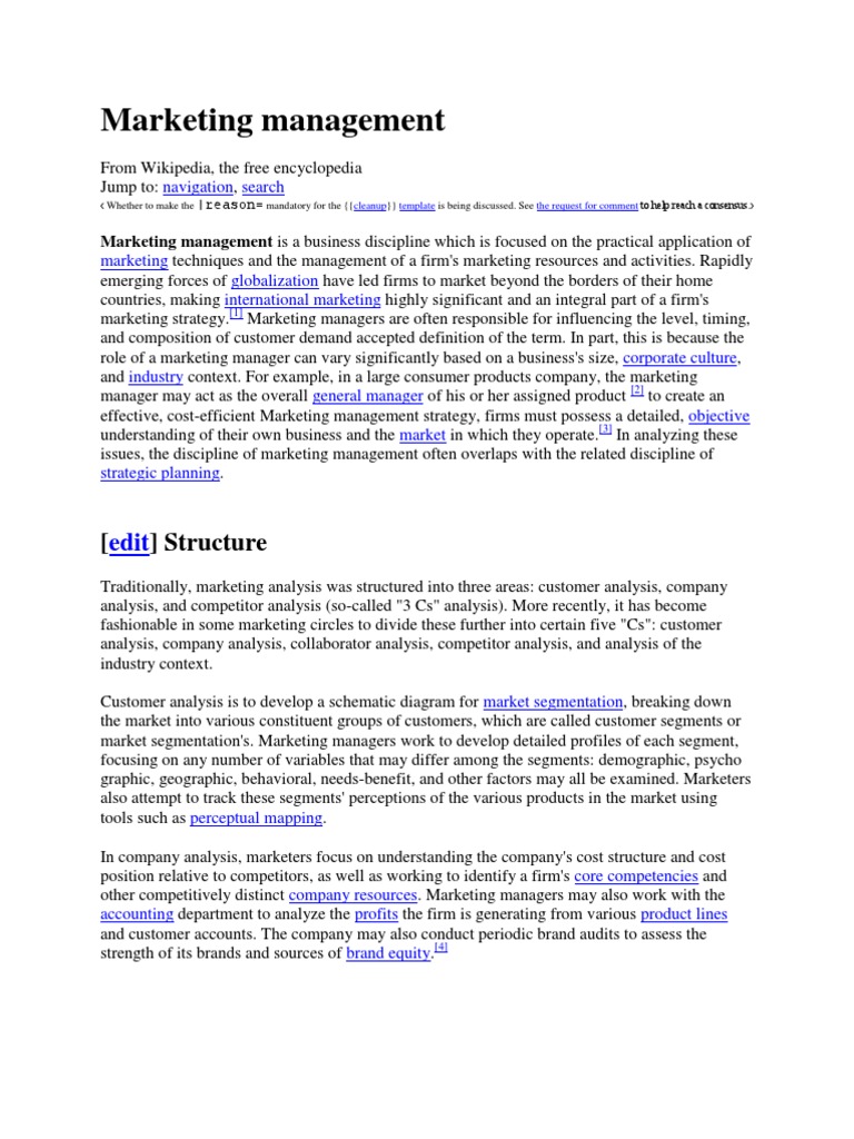 Marketing Management: Structure | PDF | Strategic Management | Economic ...