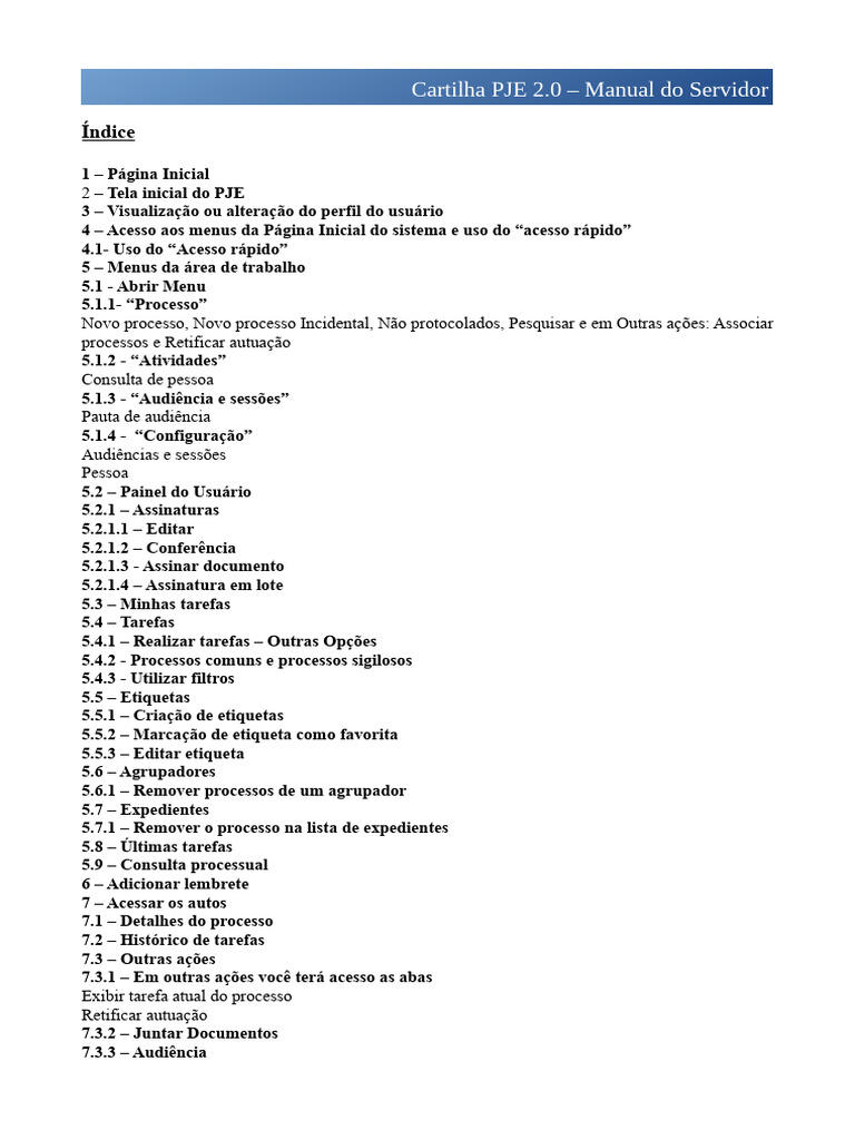Manual do Servidor PJE 2.0 | PDF | Servidor (informática) | Janela ...