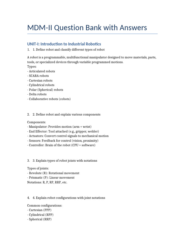 Industrial Robotics MDM-II Overview | PDF | Robotics | Mechanical ...