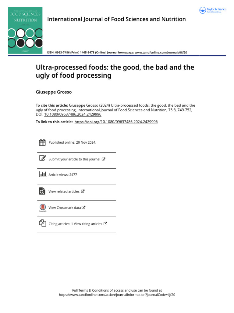 Ultra-Processed Foods: Benefits and Risks | PDF | Food Processing | Foods