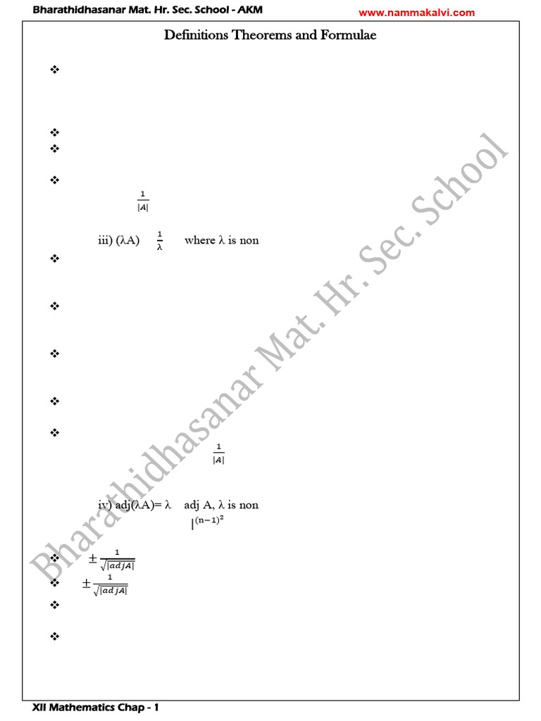 Namma Kalvi 12th Maths Chapter 1 Study2 | PDF | Matrix (Mathematics ...