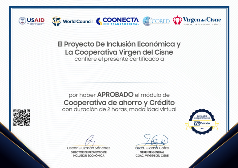 Certificado Del Modulo Cooperativas de Ahorro y Credito | PDF