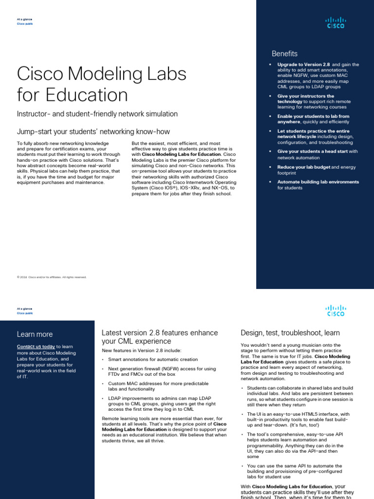Cisco Modeling Labs for Education Overview | PDF | Automation | Computing