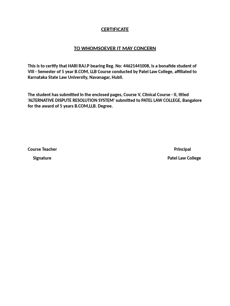 Certificate (Adrs) | PDF