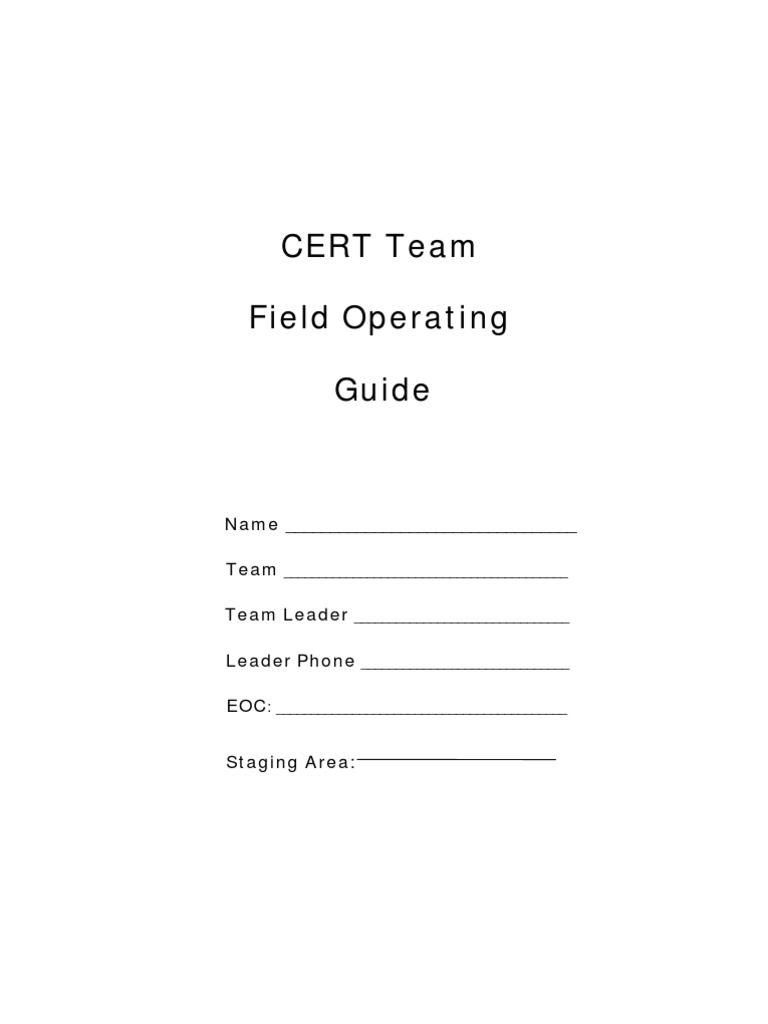 CERT Team Field Operating Guide 14 Pgs | PDF | Dangerous Goods | Water ...