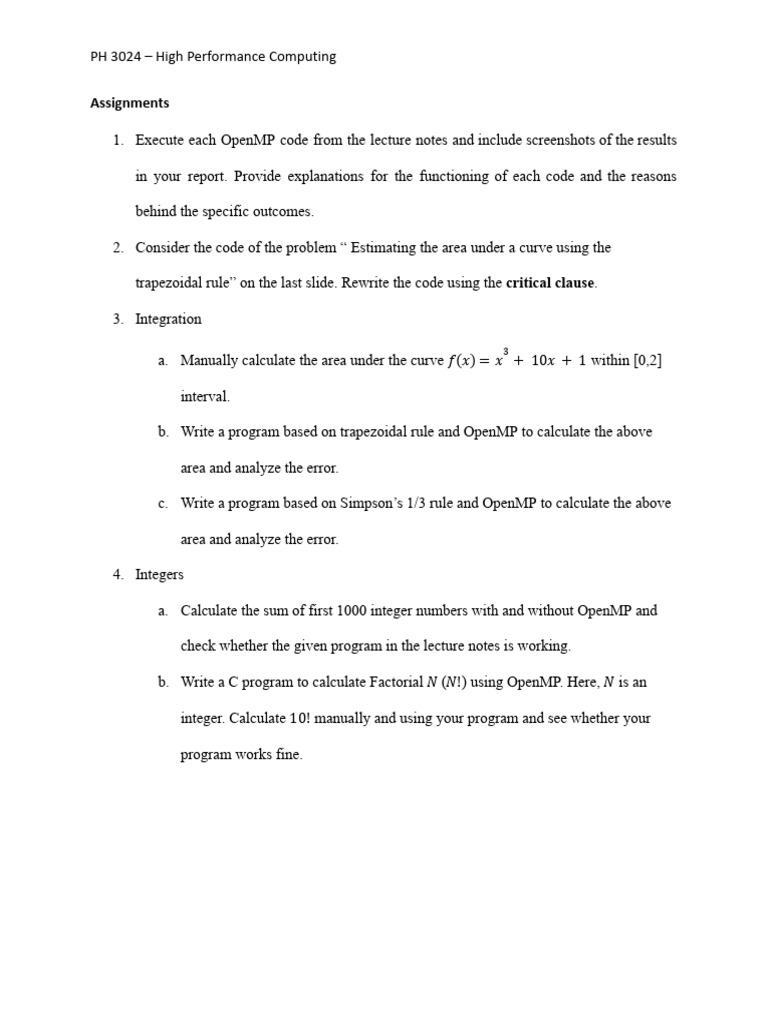 High Performance Computing Assignments | PDF
