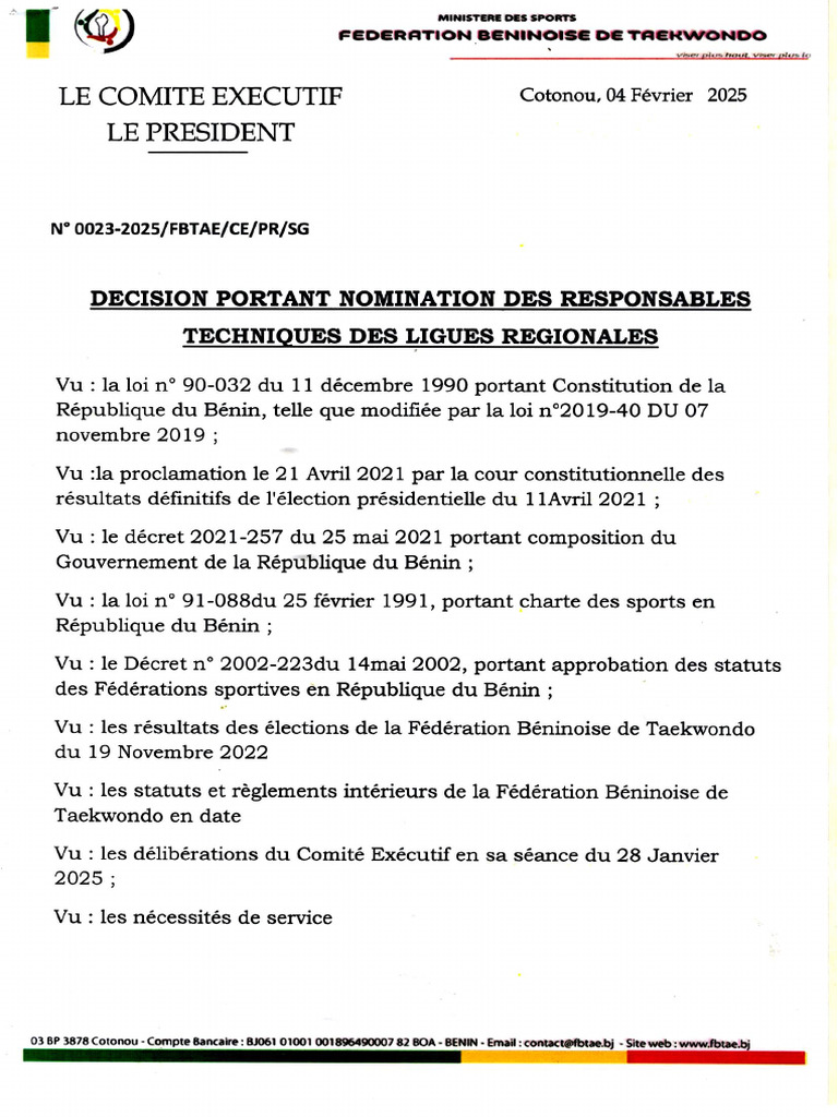 Decision Portant Nomination Des Responsables | PDF