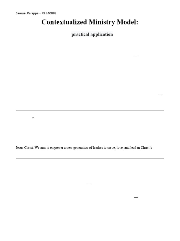 Contextualized Youth Ministry Strategies | PDF | Jesus | Mentorship