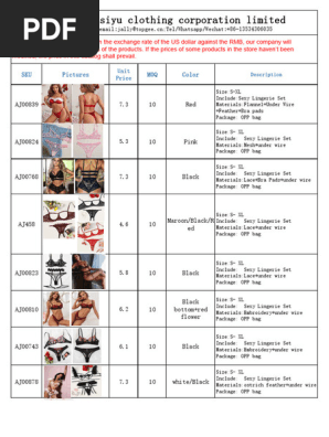 Sexy Lingerie Catalog PDF | PDF | Undergarment