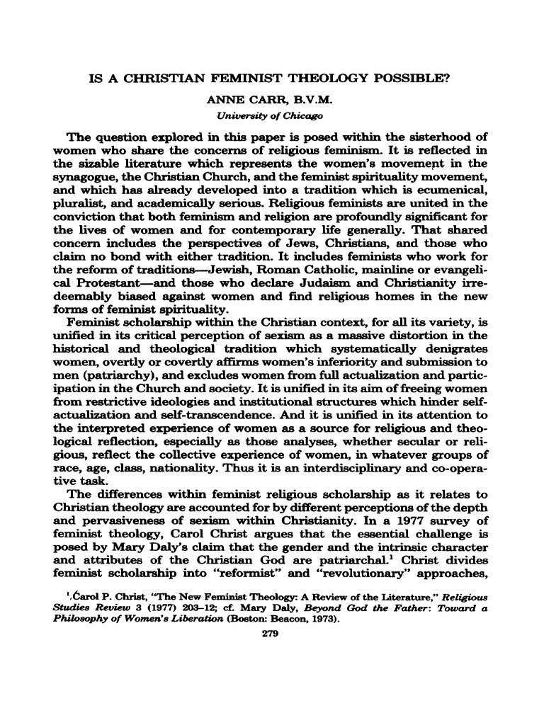 Christian Feminist Theology Explored | PDF | Hermeneutics | Feminism