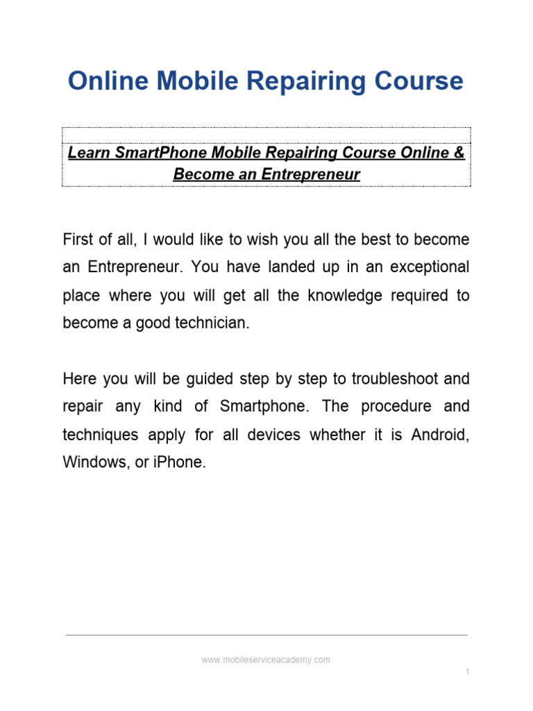 Online Smartphone Repair Course Guide | PDF | Inductor | Bipolar ...