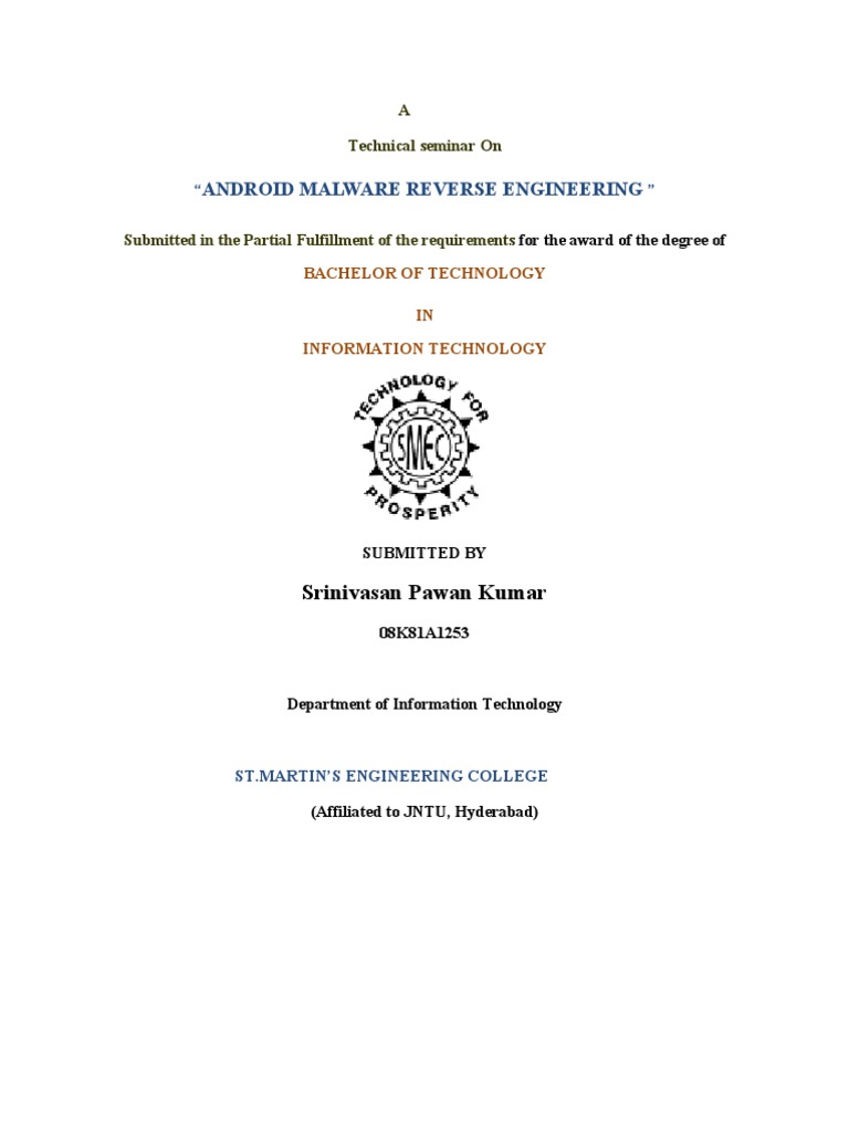 Android Malware Reverse Engineering: Srinivasan Pawan Kumar | PDF ...