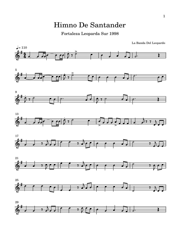 Letra Completa del Himno de Santander | PDF