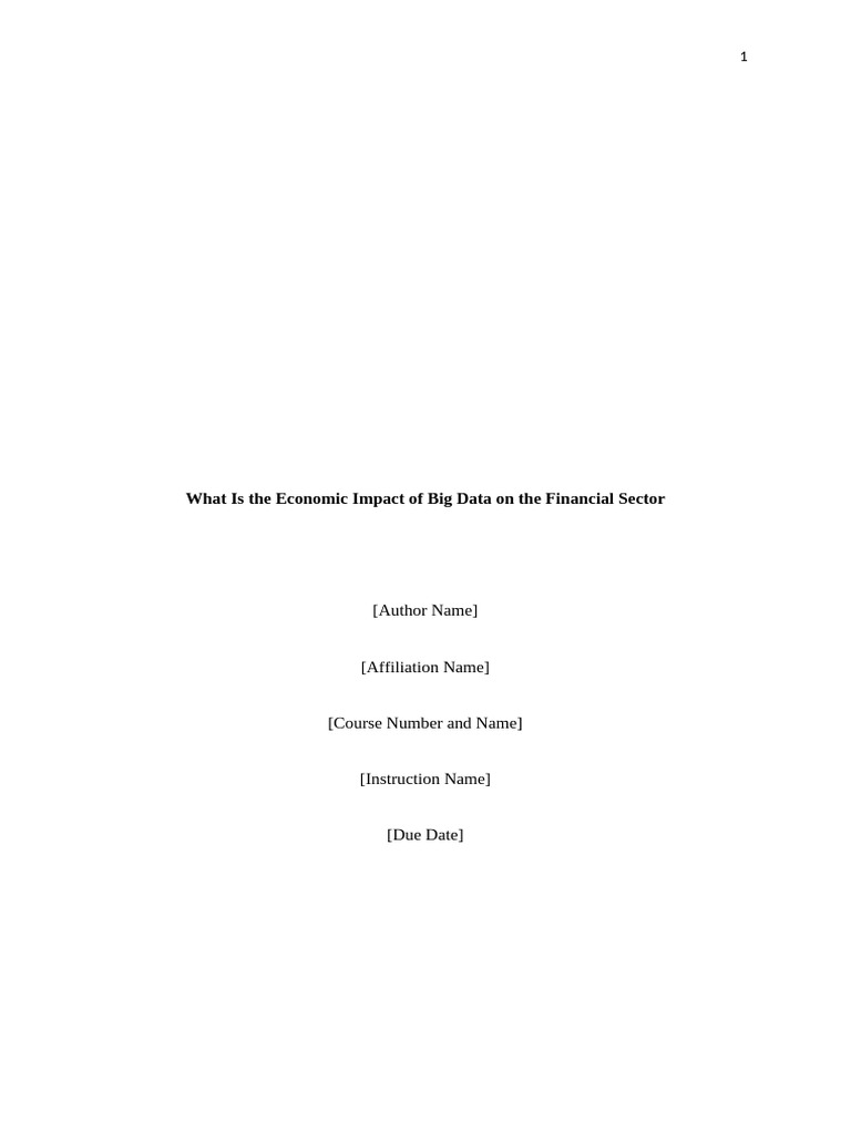 Economic Impact of Big Data in Finance | PDF | Big Data | Analytics