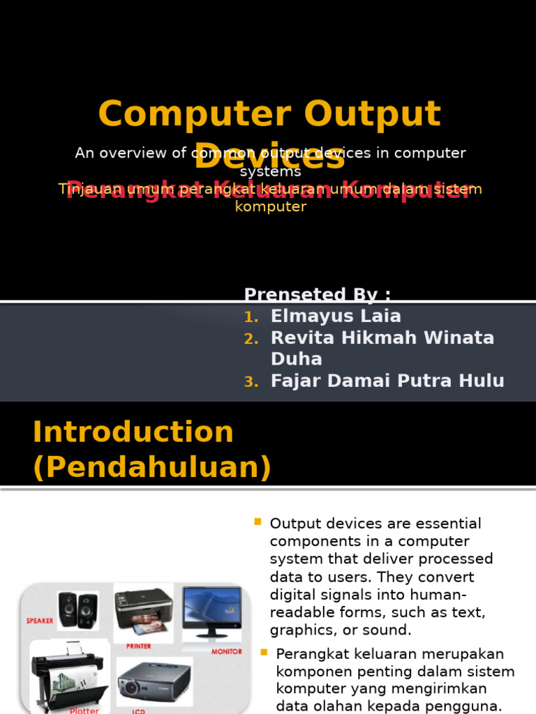 3 Computer Output Devices | PDF